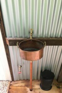 Custom copper sink designed by owners with Olly from BH Plumbing and Heating