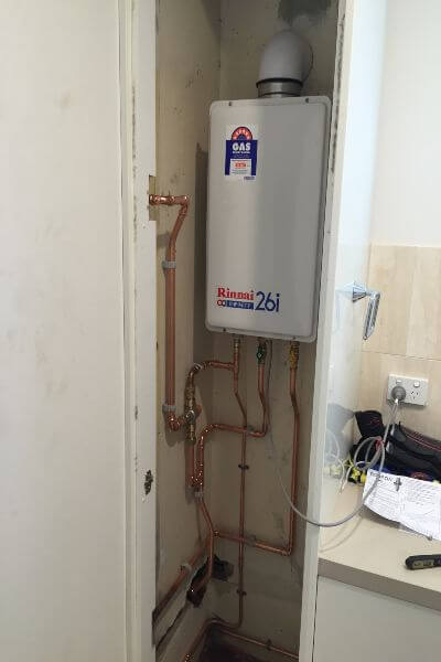 Hot water replacement after our Northern Beaches plumbers installed the new unit